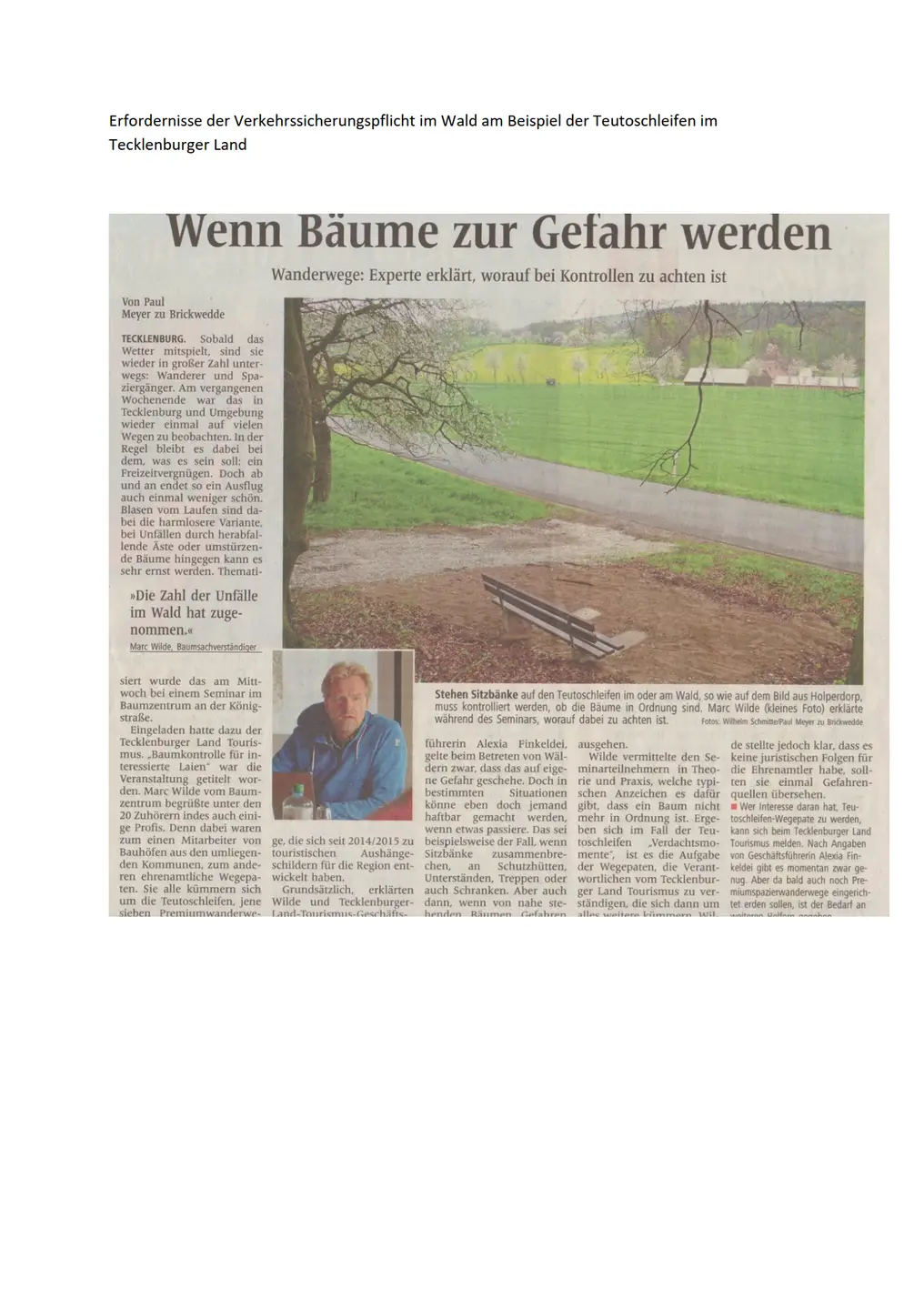 Ansicht des gescannten Artikel aus der Tageszeitung